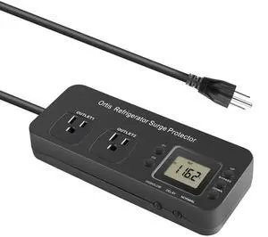 Refrigerator Surge Protector, Double Outlet Electronic Surge Protector for Home Appliances with Time Delay & Real-Time Electricity Usage Monitor, Protects All Voltage Abnormalities Refrigerator Surge Protector, Double Outlet Electronic Surge Protector for Home Appliances with Time Delay & Real-Time Electricity Usage Monitor, Protects All Voltage Abnormalities