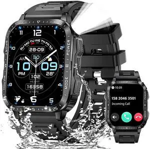 Military Smart Watches for Men (Make/Answer Call) with LED Flashlight | Rugged Smartwatch with 1.96" Screen 430mAh Fitness Tracker with Sport Modes Heart Rate Sleep Monitor for iPhone Android phone Military Smart Watches for Men (Make/Answer Call) with LED Flashlight | Rugged Smartwatch with 1.96" Screen 430mAh Fitness Tracker with Sport Modes Heart Rate Sleep Monitor for iPhone Android phone