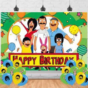 Bob Family Burgers Birthday Decorations,Cartoon Hamburger Backdrops for Party Decorations Supplies,Anime Happy Birthday Banner Backdrop for Party Supplies (5x3ft) Bob Family Burgers Birthday Decorations,Cartoon Hamburger Backdrops for Party Decorations Supplies,Anime Happy Birthday Banner Backdrop for Party Supplies (5x3ft)