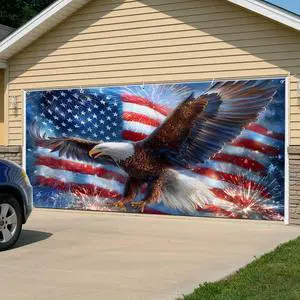 4th of July Garage Door Cover 7x8Ft Banner, Blue American Flag Eagle USA Independence Day Garage Door Decorations Backdrop for Christmas/Halloween Holiday Garages Covers 4th of July Garage Door Cover 7x8Ft Banner, Blue American Flag Eagle USA Independence Day Garage Door Decorations Backdrop for Christmas/Halloween Holiday Garages Covers