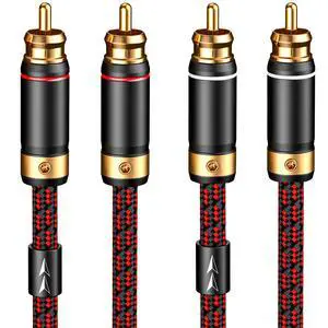 Audiophiles RCA/Phono Cable 2 RCA Male to 2 RCA Male HiFi System Interconnect Cable Braided for Home Cinema Subwoofer Amplifiers Blu-ray (Straight to Straight, 3.2ft/1m) Audiophiles RCA/Phono Cable 2 RCA Male to 2 RCA Male HiFi System Interconnect Cable Braided for Home Cinema Subwoofer Amplifiers Blu-ray (Straight to Straight, 3.2ft/1m)