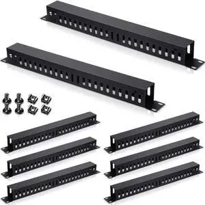 8 Pieces 19 Inch Cable Manager 1U 24 Slot Horizontal Server Rack Mount Cable Management Organizer Raceway Metal Finger Duct with Cover and Screw for Wire Network Wall Cord, Black 8 Pieces 19 Inch Cable Manager 1U 24 Slot Horizontal Server Rack Mount Cable Management Organizer Raceway Metal Finger Duct with Cover and Screw for Wire Network Wall Cord, Black