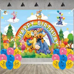 Bear Birthday Party Decoration,Honey Party Photo Background 5 x 3 FT and 18 Pcs Balloon,Merch Party Backdrop Supplies Bear Birthday Party Decoration,Honey Party Photo Background 5 x 3 FT and 18 Pcs Balloon,Merch Party Backdrop Supplies