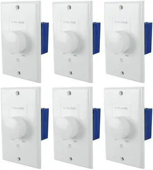VOL70200 White 200W 70V/100V Wall Volume Controller, 6-Pack | 1-Gang, 12-Step Attenuation, Detachable Euro-Block Terminal, Multi-Zone, Dust Protected, Mounting Screws Included VOL70200 White 200W 70V/100V Wall Volume Controller, 6-Pack | 1-Gang, 12-Step Attenuation, Detachable Euro-Block Terminal, Multi-Zone, Dust Protected, Mounting Screws Included