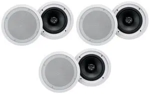 HC85-16 White 8" 16-Ohm in-Ceiling Home Theater Speakers, 6-Pack | 700W Peak/240W RMS, 2-Way, 8" Woofer, 1/2" Mylar Tweeter, Swivel Tweeter, 40Hz-20kHz, Paintable Grills, Rubber Surround HC85-16 White 8" 16-Ohm in-Ceiling Home Theater Speakers, 6-Pack | 700W Peak/240W RMS, 2-Way, 8" Woofer, 1/2" Mylar Tweeter, Swivel Tweeter, 40Hz-20kHz, Paintable Grills, Rubber Surround