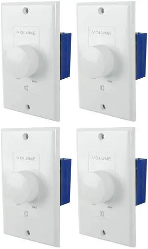 VOL70200 70V/100V Wall Zone Volume Controller, 1-Gang, 4-Pack | 12-Step Attenuation, Detachable Euro-Block Terminal, Multi-Zone, Dust Protected, Bakelite Knob, 200W, White VOL70200 70V/100V Wall Zone Volume Controller, 1-Gang, 4-Pack | 12-Step Attenuation, Detachable Euro-Block Terminal, Multi-Zone, Dust Protected, Bakelite Knob, 200W, White