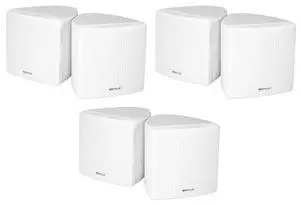 Cube White 3.5" 2-Way 8-Ohm Home Theater Wall Speakers, 6-Pack | 150W Peak / 60W RMS, 0.5" PEI Tweeter, 360° Swivel Wall Mount Brackets, Euro Block Terminals, ABS Cabinet, Shielded Grill Cube White 3.5" 2-Way 8-Ohm Home Theater Wall Speakers, 6-Pack | 150W Peak / 60W RMS, 0.5" PEI Tweeter, 360° Swivel Wall Mount Brackets, Euro Block Terminals, ABS Cabinet, Shielded Grill