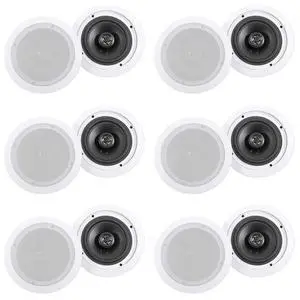 HC655-16 White 12-Pack 6.5" in-Ceiling Home Theater Speakers | 500W Peak / 160W RMS, 2-Way, Swivel Tweeter, Paintable Flush Mount Grills, Polypropylene Cone, 16 Ohm HC655-16 White 12-Pack 6.5" in-Ceiling Home Theater Speakers | 500W Peak / 160W RMS, 2-Way, Swivel Tweeter, Paintable Flush Mount Grills, Polypropylene Cone, 16 Ohm