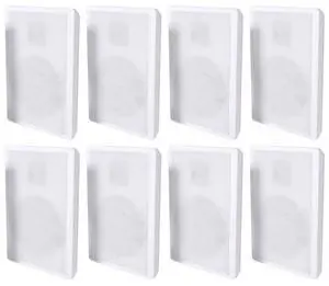 RockSlim White 5.25" Home Theater Wall Mount Speakers, 8-Pack | 240W Peak, 80W RMS, Slim 1.38" Design, Easy Wall Mount, 0.5" Mylar Tweeters, White Finish RockSlim White 5.25" Home Theater Wall Mount Speakers, 8-Pack | 240W Peak, 80W RMS, Slim 1.38" Design, Easy Wall Mount, 0.5" Mylar Tweeters, White Finish