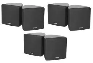 Cube Black 3.5" 2-Way 8-Ohm Home Theater Wall Speakers, 6-Pack | 150W Peak / 60W RMS, 0.5" PEI Tweeter, 360° Swivel Wall Mount Brackets, Euro Block Terminals, ABS Cabinet, Shielded Grill Cube Black 3.5" 2-Way 8-Ohm Home Theater Wall Speakers, 6-Pack | 150W Peak / 60W RMS, 0.5" PEI Tweeter, 360° Swivel Wall Mount Brackets, Euro Block Terminals, ABS Cabinet, Shielded Grill
