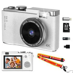 Point and Shoot Digital Cameras, Kid Digital Camera with Lanyard & 32GB | 16X Zoom camera for teens with Flash, Filters, Games, Video Recording for Teens Travel VlogWhite Point and Shoot Digital Cameras, Kid Digital Camera with Lanyard & 32GB | 16X Zoom camera for teens with Flash, Filters, Games, Video Recording for Teens Travel VlogWhite