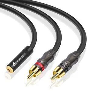 RCA to 1/8 Female Y Cable, Female 3.5mm to Dual RCA/Phono Male Stereo Splitter Cord, Mini Jack to 2 RCA Male Audio Breakout Adapter 12 inch 30cm RCA to 1/8 Female Y Cable, Female 3.5mm to Dual RCA/Phono Male Stereo Splitter Cord, Mini Jack to 2 RCA Male Audio Breakout Adapter 12 inch 30cm