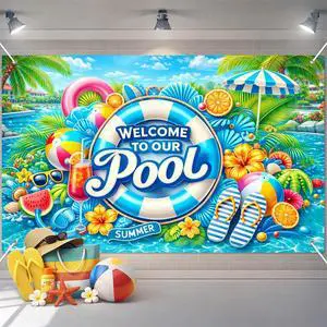 Hello Summer Banner 71 x 43 Inches Welcome to Our Pool Summer Pool Party Decorations Swimming Pool Backdrop Beach for Pool Party Backyard Summer Beach Tiki Bar Outdoor Photo Booth Hello Summer Banner 71 x 43 Inches Welcome to Our Pool Summer Pool Party Decorations Swimming Pool Backdrop Beach for Pool Party Backyard Summer Beach Tiki Bar Outdoor Photo Booth
