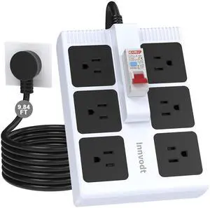 GFCI Power Strip, 14AWG 10FT Heavy Duty Extension Cord, 30mA RCBO, 6 Outlets GFCI Power Strip, 14AWG 10FT Heavy Duty Extension Cord, 30mA RCBO, 6 Outlets
