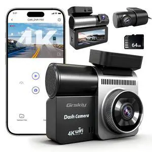 4K Dash Cam Front and Rear Inside, 3 Channel Car Dash Camera with Built-in GPS & 64GB SD Card, 5.8GHz WiFi, Night Vision, G-Sensor, Loop Recording, 3.39 Inch Screen, 24H Parking Monitor 4K Dash Cam Front and Rear Inside, 3 Channel Car Dash Camera with Built-in GPS & 64GB SD Card, 5.8GHz WiFi, Night Vision, G-Sensor, Loop Recording, 3.39 Inch Screen, 24H Parking Monitor