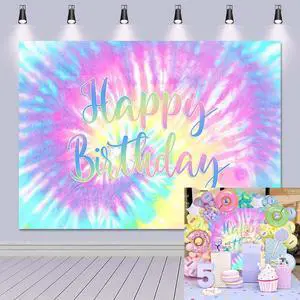 Rainbow Backdrop for Happy Birthday Macaron Pastel Colorful Birthday Banner | Rainbow Tie-Dye Theme Birthday Banner Colorful Party Decorations Cake Table Supplies Rainbow Backdrop for Happy Birthday Macaron Pastel Colorful Birthday Banner | Rainbow Tie-Dye Theme Birthday Banner Colorful Party Decorations Cake Table Supplies