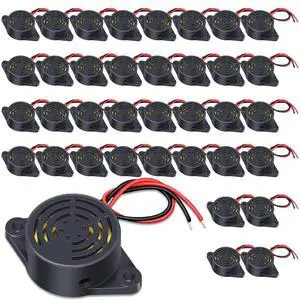 DC 3-24V 95 dB Electronic Buzzer Active Piezo Buzzer Alarm Sounder Continuous Sound Beep, Black(36 Pcs) DC 3-24V 95 dB Electronic Buzzer Active Piezo Buzzer Alarm Sounder Continuous Sound Beep, Black(36 Pcs)