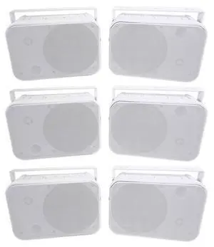 HP65S-8 6.5" White Outdoor/Indoor Home Audio Speakers, 6-Pack | 500W Peak/160W RMS, IPX44 Waterproof, Swivel Bracket, 8 Ohm, Stainless Steel Grill, Bass Reflex Port, 2-Way HP65S-8 6.5" White Outdoor/Indoor Home Audio Speakers, 6-Pack | 500W Peak/160W RMS, IPX44 Waterproof, Swivel Bracket, 8 Ohm, Stainless Steel Grill, Bass Reflex Port, 2-Way