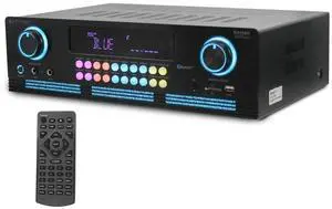 2000-Watt Bluetooth Stereo Power Amplifier | Digital Spectrum Display, Cooling Fan, Versatile Inputs, Karaoke Features, and Remote Control for Ultimate Audio Control 2000-Watt Bluetooth Stereo Power Amplifier | Digital Spectrum Display, Cooling Fan, Versatile Inputs, Karaoke Features, and Remote Control for Ultimate Audio Control