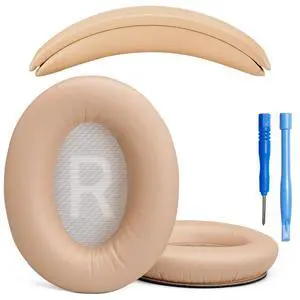 SoundLink AE2 Ear Pads and SoundLink AE2 Headband Cushion Compatible with Bose SoundLink Around-Ear 2 / Soundlink AE2 Headphones (Beige). Premium PU Leather | Extra Thick SoundLink AE2 Ear Pads and SoundLink AE2 Headband Cushion Compatible with Bose SoundLink Around-Ear 2 / Soundlink AE2 Headphones (Beige). Premium PU Leather | Extra Thick