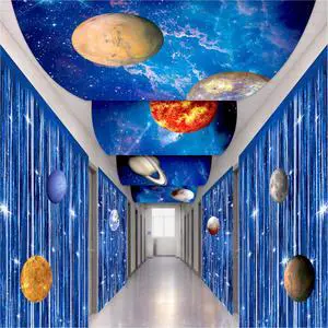 Space Ceiling Decoration Set Galaxy Hanging Backdrop Solar System Party Decorations with Blue Foil Fringe Curtains Planet Stickers for Classroom Church Space Theme VBS 2026 Party Decor Space Ceiling Decoration Set Galaxy Hanging Backdrop Solar System Party Decorations with Blue Foil Fringe Curtains Planet Stickers for Classroom Church Space Theme VBS 2026 Party Decor