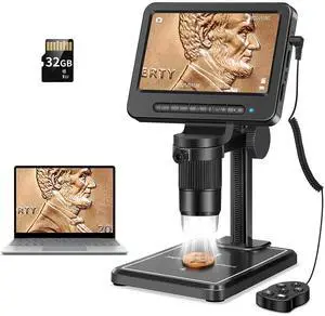 1080P LCD Digital Microscope with 32GB SD Card, 5'' Coin Microscope | 5-inch IPS Screen,PC View,Photo/Video Capture,Compatible with Windows Mac 1080P LCD Digital Microscope with 32GB SD Card, 5'' Coin Microscope | 5-inch IPS Screen,PC View,Photo/Video Capture,Compatible with Windows Mac