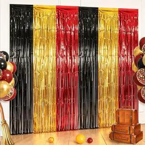 Red Black Gold Foil Fringe Curtains Birthday Party Decorations, 2 Pack | 3.28 x 6.56 Ft Magical Tinsel Streamer Backdrop Banner Photo Booth Props for Cartoon Theme Casino Graduation Party Decor Red Black Gold Foil Fringe Curtains Birthday Party Decorations, 2 Pack | 3.28 x 6.56 Ft Magical Tinsel Streamer Backdrop Banner Photo Booth Props for Cartoon Theme Casino Graduation Party Decor