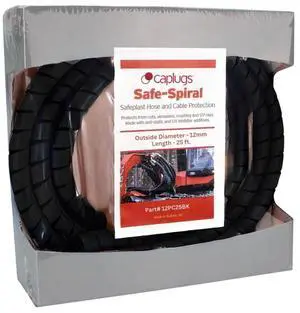 Caplugs SPPC Series Safeplast Pre-Cut Spiral Wrap, Hose & Cable Protector, Black HD-PE, 0.50" OD x 25' Pre-Cut Length, Hydraulic & Pneumatic Hoses (12PC25bk) Caplugs SPPC Series Safeplast Pre-Cut Spiral Wrap, Hose & Cable Protector, Black HD-PE, 0.50" OD x 25' Pre-Cut Length, Hydraulic & Pneumatic Hoses (12PC25bk)