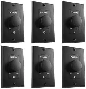 VOL70100 70V/100V Wall Volume Control Zone Controller, 6-Pack | 100W, Zone Control, 1-Gang Box, 11-Step Attenuator with Off, Detachable Euro-Block Terminals, 30dB Attenuation, Black VOL70100 70V/100V Wall Volume Control Zone Controller, 6-Pack | 100W, Zone Control, 1-Gang Box, 11-Step Attenuator with Off, Detachable Euro-Block Terminals, 30dB Attenuation, Black