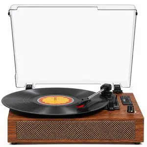 Vinyl Record Player with Built-in Bluetooth, USB Recording, Stereo Speakers, Belt-Driven Vintage Record Player 3 Speeds & 3 Sizes, Portable, AUX Input LP Player Vinyl Record Player with Built-in Bluetooth, USB Recording, Stereo Speakers, Belt-Driven Vintage Record Player 3 Speeds & 3 Sizes, Portable, AUX Input LP Player
