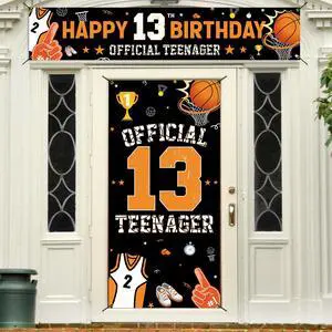 13th Birthday Decorations Kit, Happy 13th Birthday Decoration for Boys, Official Teenager 13 Year Old Birthday Party Door Backdrop Banner Yard Sign Photo Props, Basketball Theme, Fabric 13th Birthday Decorations Kit, Happy 13th Birthday Decoration for Boys, Official Teenager 13 Year Old Birthday Party Door Backdrop Banner Yard Sign Photo Props, Basketball Theme, Fabric