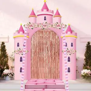 3D Princess Castle Photo Door Banner Pink Castle Party Decorations Princess Themed Birthday Hanging Backdrop with Paper Chains Fringe Curtain Pink Photo Booth Props for Girls Birthday Baby Shower 3D Princess Castle Photo Door Banner Pink Castle Party Decorations Princess Themed Birthday Hanging Backdrop with Paper Chains Fringe Curtain Pink Photo Booth Props for Girls Birthday Baby Shower