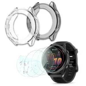 Compatible for Garmin Forerunner 570 47mm Screen Protector, Case TPU Soft Frame Cover and TPU Screen Protective Film Not Tempered Glass (Pack of 4+2)(No't of 42mm) Compatible for Garmin Forerunner 570 47mm Screen Protector, Case TPU Soft Frame Cover and TPU Screen Protective Film Not Tempered Glass (Pack of 4+2)(No't of 42mm)