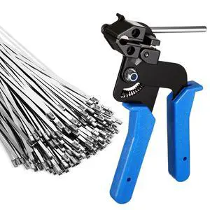 500 Pcs Metal Zip Ties Gun Kit, 11.8 Inch 304 Stainless Steel Metal Zip Cable Ties, Heavy Duty Self Locking 220 Pound Tensile Strength Cable for Exhaust Wrapping Fence Outdoor Workshop(Blue) 500 Pcs Metal Zip Ties Gun Kit, 11.8 Inch 304 Stainless Steel Metal Zip Cable Ties, Heavy Duty Self Locking 220 Pound Tensile Strength Cable for Exhaust Wrapping Fence Outdoor Workshop(Blue)