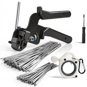 153PCS Stainless Steel Cable Tie Gun Kit with Heavy Duty Metal Zip Ties (100PCS 11.8"+ 50PCS 7.8") with Zip Tie Organizer & Release Tool for Chain Link Fence, Exhaust Pipe, Outdoor & Industrial 153PCS Stainless Steel Cable Tie Gun Kit with Heavy Duty Metal Zip Ties (100PCS 11.8"+ 50PCS 7.8") with Zip Tie Organizer & Release Tool for Chain Link Fence, Exhaust Pipe, Outdoor & Industrial