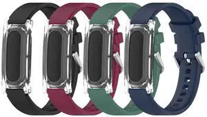 4-Pack Silicone Bands Compatible with Google Fitbit Air Replacement Wristbands Waterproof Strap Bracelet for Women Men 4-Pack Silicone Bands Compatible with Google Fitbit Air Replacement Wristbands Waterproof Strap Bracelet for Women Men