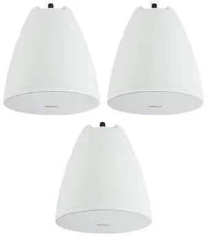 PEN-65T White 6.5" 70V Pendant Speaker for Restaurant, 3-Pack | 70V/100V Transformer Taps: 40W, 20W, 10W, 5W or 8 Ohm 60W RMS, Euroblock Terminals, Deep Bass, Hanging PEN-65T White 6.5" 70V Pendant Speaker for Restaurant, 3-Pack | 70V/100V Transformer Taps: 40W, 20W, 10W, 5W or 8 Ohm 60W RMS, Euroblock Terminals, Deep Bass, Hanging