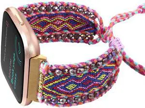 Boho Braided Bracelet Compatible with Fitbit Versa 4/Versa 3/Sense/Sense 2 Bands for Women, Handmade Woven Beaded Strap for Fitbit Smartwatch Boho Braided Bracelet Compatible with Fitbit Versa 4/Versa 3/Sense/Sense 2 Bands for Women, Handmade Woven Beaded Strap for Fitbit Smartwatch