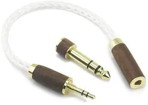 3.5mm 1/8" TRS Male and 6.35mm 1/4" Adapter to 4.4mm Balanced Female Headphone Audio Adapter Cable 8 Cores 6N OCC Copper Single Crystal Silver Plated Wire Walnut Wood Shell 3.5mm 1/8" TRS Male and 6.35mm 1/4" Adapter to 4.4mm Balanced Female Headphone Audio Adapter Cable 8 Cores 6N OCC Copper Single Crystal Silver Plated Wire Walnut Wood Shell