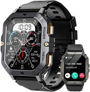 Military Smart Watches for Men (Answer/Make Calls), Fitness Smart Watch for Android and iPhone, Waterproof Fitness Tracker with Blood Pressure/Heart Rate/Sleep/100+ Sport Modes, 410 mAh, 2.02'' Military Smart Watches for Men (Answer/Make Calls), Fitness Smart Watch for Android and iPhone, Waterproof Fitness Tracker with Blood Pressure/Heart Rate/Sleep/100+ Sport Modes, 410 mAh, 2.02''