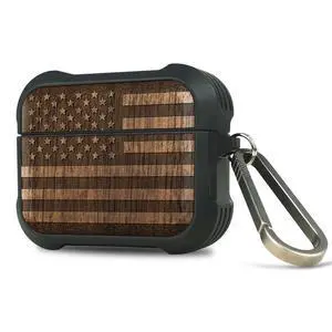 Solid Wood Case for AirPods Pro 2, American Flag, Walnut | AirPods Pro Case 2nd/1st Generation with Quick-Release Keychain, Shockproof TPU Cover, Artisan-Engraved Solid Wood Solid Wood Case for AirPods Pro 2, American Flag, Walnut | AirPods Pro Case 2nd/1st Generation with Quick-Release Keychain, Shockproof TPU Cover, Artisan-Engraved Solid Wood