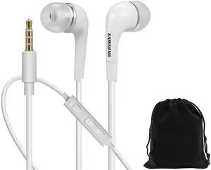 Headphones 3.5mm Stereo Earphones with Remote and Mic - Original OEM - Non-Retail Packaging with Pouch - White Headphones 3.5mm Stereo Earphones with Remote and Mic - Original OEM - Non-Retail Packaging with Pouch - White