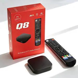 4K HDR Box Android 14.0 with Amlogic S905Y4, 4GB/ 32GB (Q8) | 2026 Android TV Box Dual WiFi 2.4G/5GBT5.0, USB 2.0 *2100M Ethernet,4K HDR Smart TV Box with BT Voice Remote IR Learning 4K HDR Box Android 14.0 with Amlogic S905Y4, 4GB/ 32GB (Q8) | 2026 Android TV Box Dual WiFi 2.4G/5GBT5.0, USB 2.0 *2100M Ethernet,4K HDR Smart TV Box with BT Voice Remote IR Learning