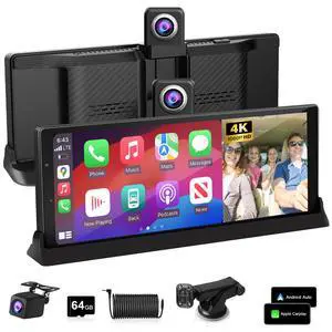 2026 Exclusive 10.26'' 4K CarPlay Screen for Car 350° Rotate Lens Wireless Apple Carplay Android Auto Screen w 4K Dash Cam Voice Control Bluetooth Navigation 1080P Rear Cam Unique Bracket 2026 Exclusive 10.26'' 4K CarPlay Screen for Car 350° Rotate Lens Wireless Apple Carplay Android Auto Screen w 4K Dash Cam Voice Control Bluetooth Navigation 1080P Rear Cam Unique Bracket