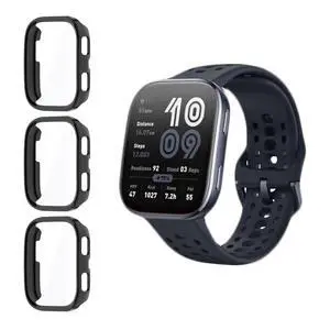 3 Pack Screen Protector Case for Amazfit Bip6 Full Cover with Built-in 9H Tempered Glass, Hard PC Shell- Black 3 Pack Screen Protector Case for Amazfit Bip6 Full Cover with Built-in 9H Tempered Glass, Hard PC Shell- Black