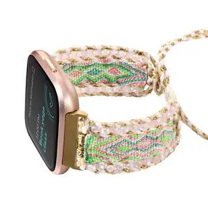 Boho Braided Bracelet Compatible with Fitbit Versa 4/Versa 3/Sense/Sense 2 Bands for Women, Handmade Woven Beaded Strap for Fitbit Smartwatch Boho Braided Bracelet Compatible with Fitbit Versa 4/Versa 3/Sense/Sense 2 Bands for Women, Handmade Woven Beaded Strap for Fitbit Smartwatch