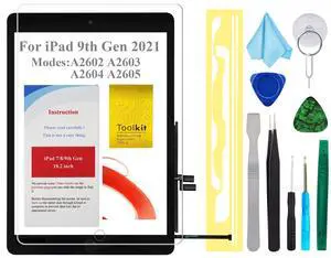 for iPad 9 9th Gen Screen Replacement Digitizer 2021 10.2",T Phael for 9th Generation A2602 A2603 A2604 A2605 with Home Button, Video Tips, Full Repair Kit (Black) for iPad 9 9th Gen Screen Replacement Digitizer 2021 10.2",T Phael for 9th Generation A2602 A2603 A2604 A2605 with Home Button, Video Tips, Full Repair Kit (Black)