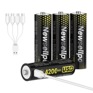 4200mWh Rechargeable Lithium AA Batteries 4 Pack with Charging Cable, 1.5V High Capacity USB-C Double A Li-ion Battery for Blink Outdoor Camera, Remote Controls, Flashlights, Toys 4200mWh Rechargeable Lithium AA Batteries 4 Pack with Charging Cable, 1.5V High Capacity USB-C Double A Li-ion Battery for Blink Outdoor Camera, Remote Controls, Flashlights, Toys