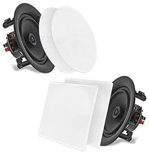 5.25'' In-Wall/In-Ceiling Dual Speakers (Pair) - 2-Way Woofer Speaker System 1/2 Polymer Tweeter Flush Mount w/ 80Hz - 20kHz Frequency Response 150 Watts Peak 8 Ohm Rating - PDIC56 (White) 5.25'' In-Wall/In-Ceiling Dual Speakers (Pair) - 2-Way Woofer Speaker System 1/2 Polymer Tweeter Flush Mount w/ 80Hz - 20kHz Frequency Response 150 Watts Peak 8 Ohm Rating - PDIC56 (White)