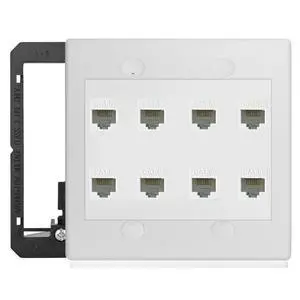 8 Port Ethernet Wall Plate White Cat6 Keystone Jack RJ45 Outlet Network Cables Inline Coupler Wires Connector Date Box Cover with 2Gang Low Voltage Mount 8 Port Ethernet Wall Plate White Cat6 Keystone Jack RJ45 Outlet Network Cables Inline Coupler Wires Connector Date Box Cover with 2Gang Low Voltage Mount